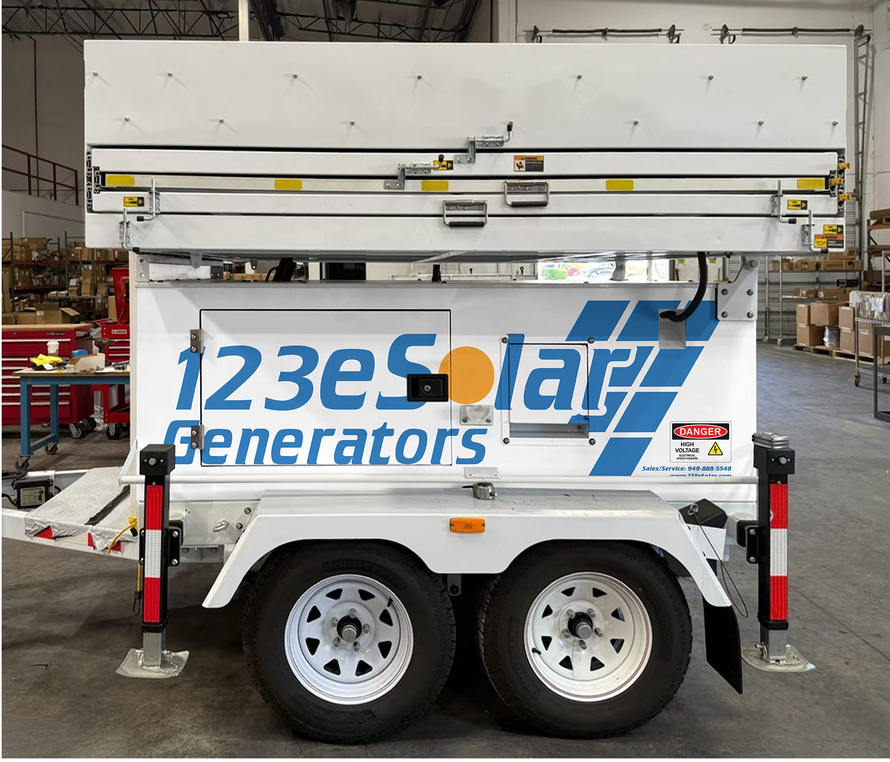123-SG-4S82-40 — The solar unit carries the 30.4 kWh lithium bank and the 12 kW inverter in one enclosure.