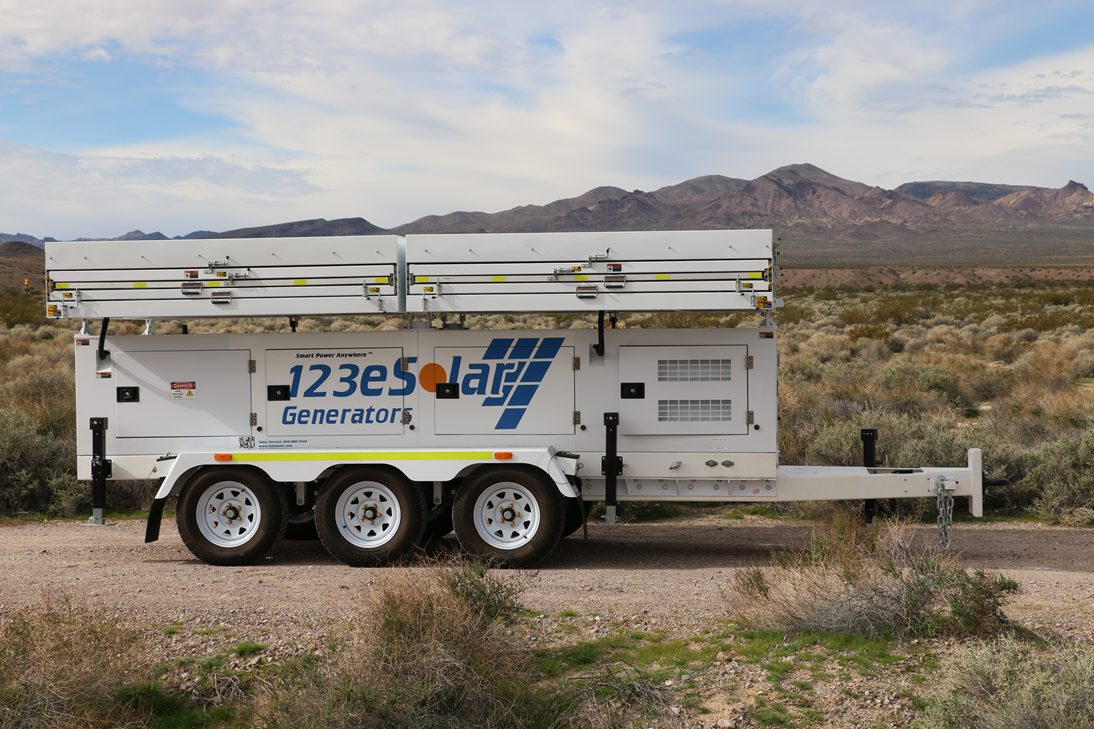 123-SG-7S82-40 — Road-ready: the sixteen-panel array folds down into the trailer for transport.