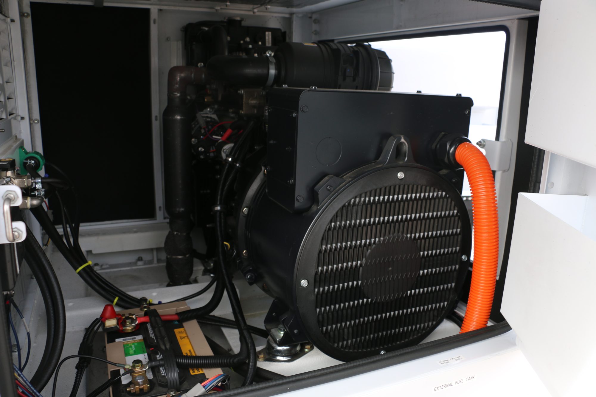 The generator end of the integrated diesel, its service side open